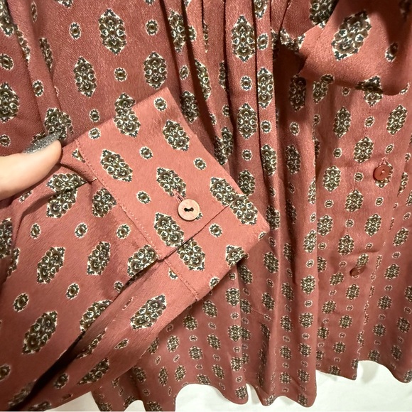 Massimo Dutti Dark Floral Paisley Pussybow Blouse Size 2 Small Academia Chic - Picture 9 of 15